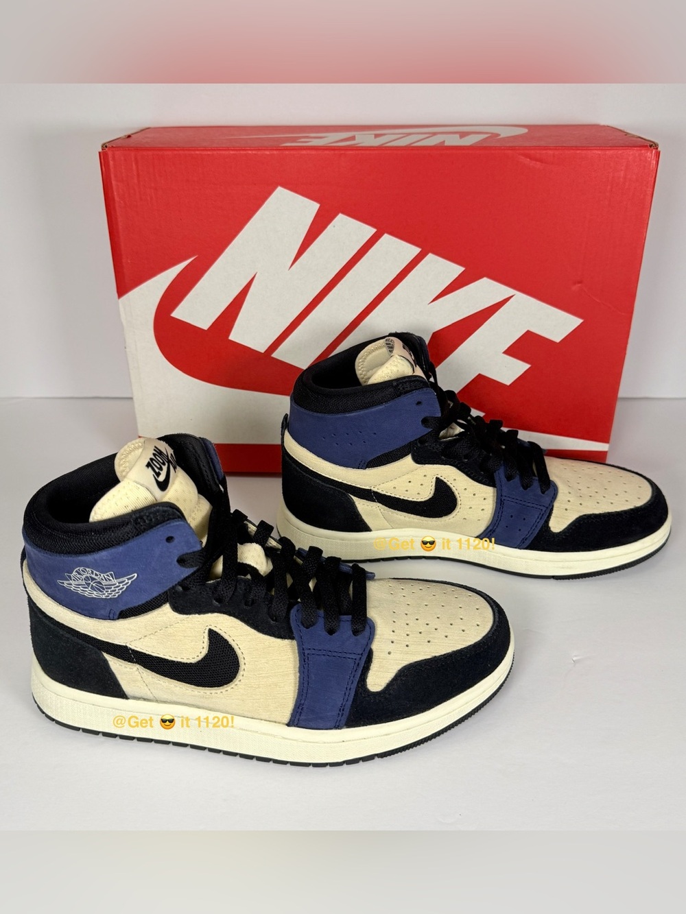 Air Jordan 1 High Zoom CMFT 2 ‘Muslin Blackened Blue’ Women's Shoes DV1305-104 - Picture 4 of 15